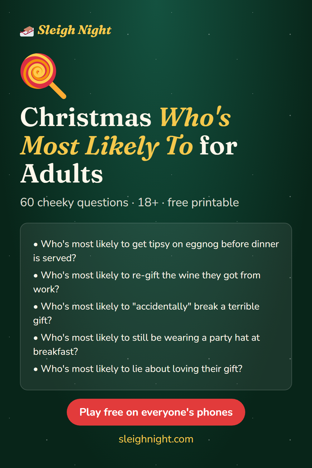 60 Christmas "Who's Most Likely To" Questions for Adults (18+)