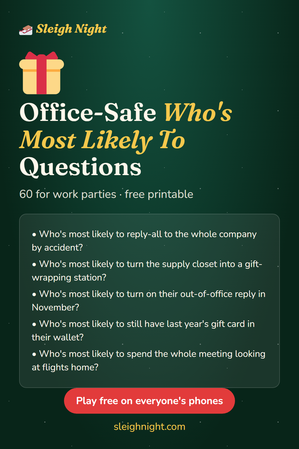 60 Christmas "Who's Most Likely To" Questions for Work (Office-Safe)