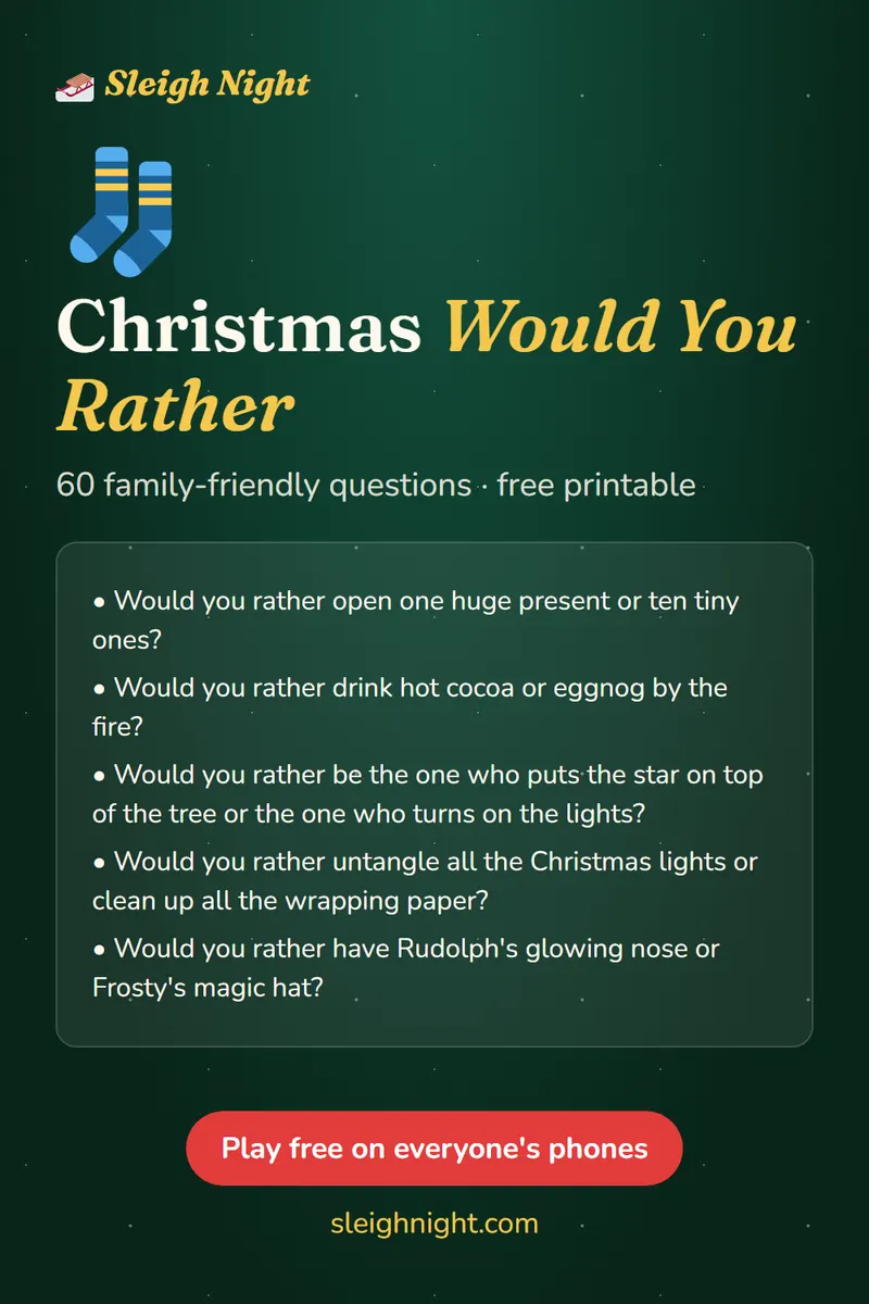 60 Christmas Would You Rather Questions (Family-Friendly)